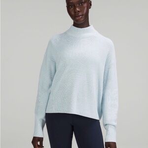 lululemon athletica Merino Wool-Blend Ribbed Turtleneck Sweater, Powder Blue, 6